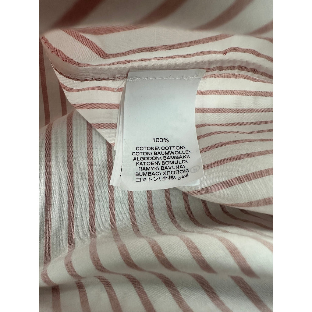 Brunello Cucinelli Made in Italy Basic Fit Striped Long Sleeve Button Down in White Coral — Size Medium