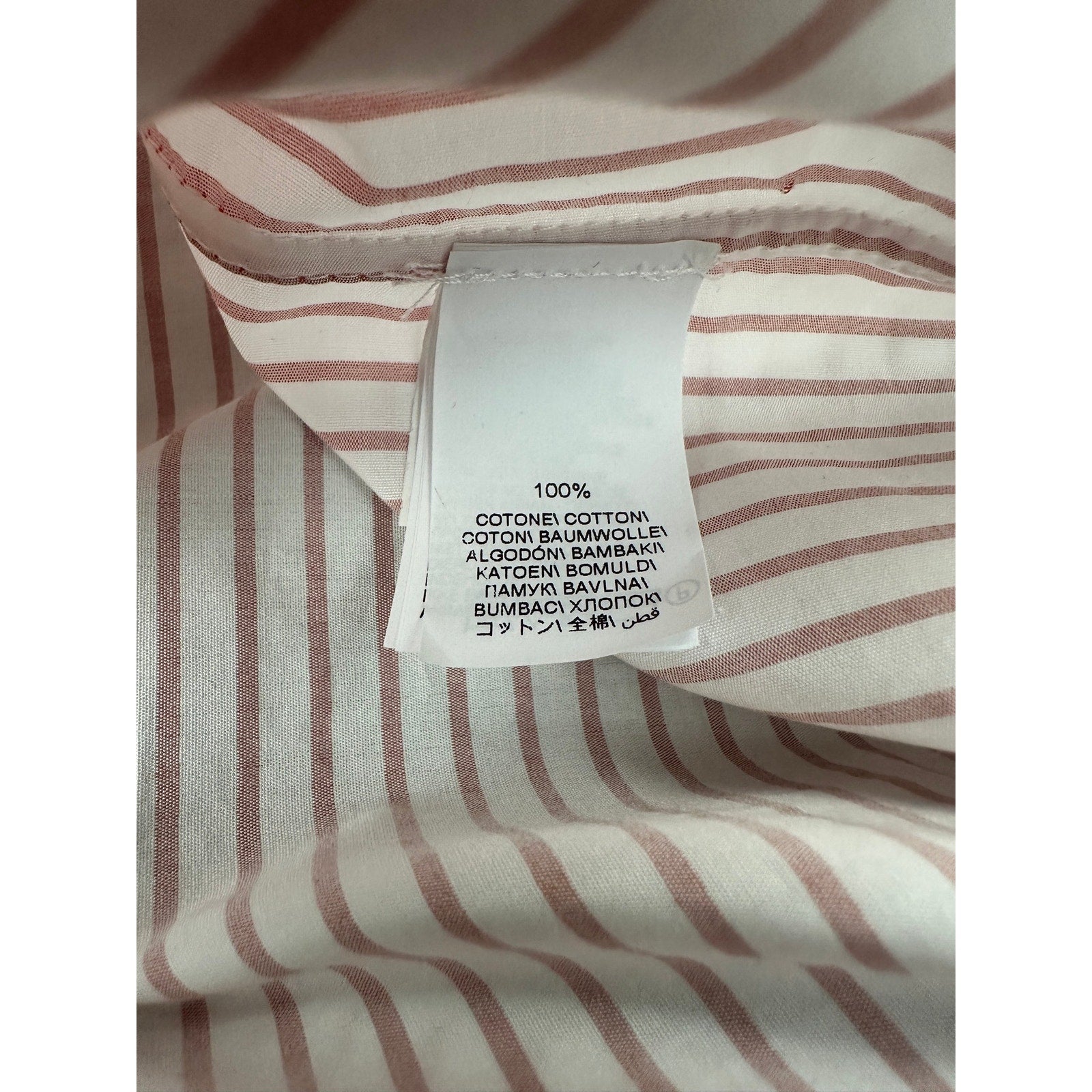 Brunello Cucinelli Made in Italy Basic Fit Striped Long Sleeve Button Down in White Coral — Size Medium