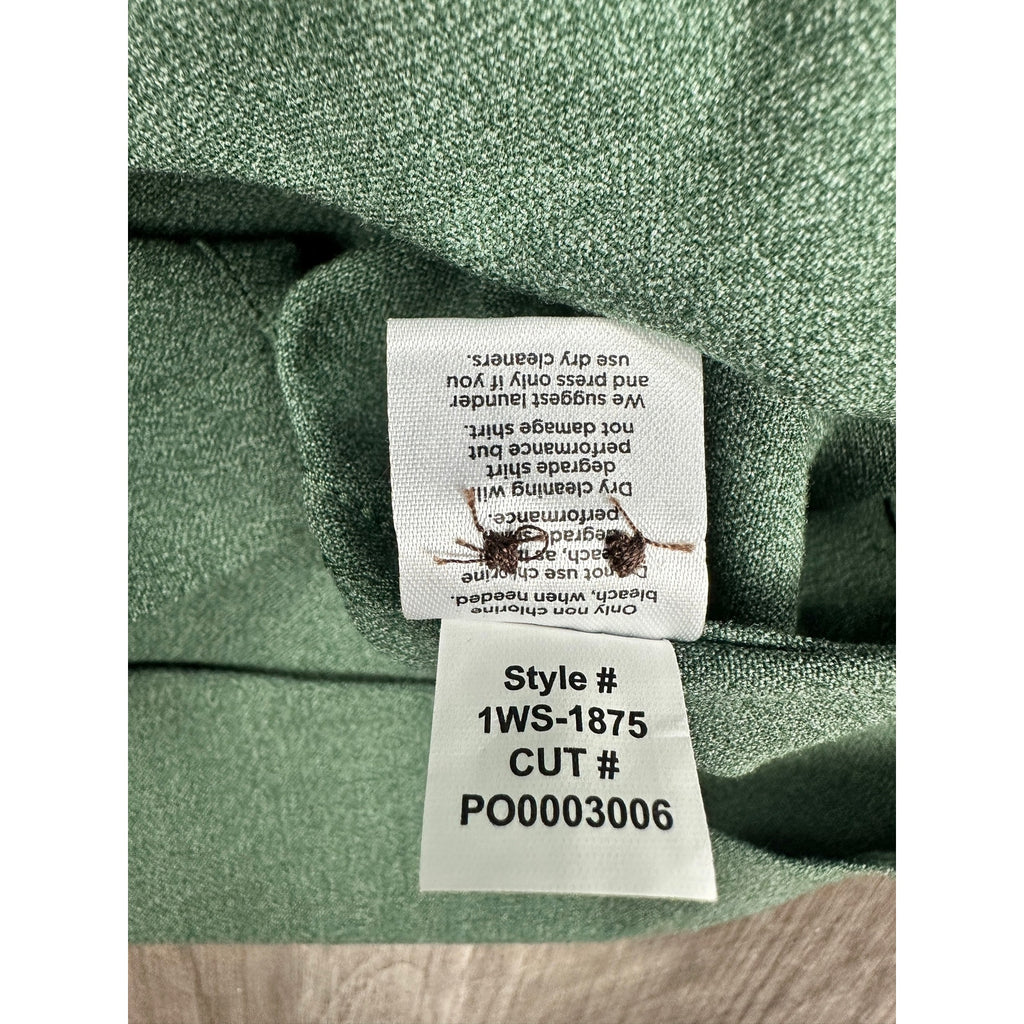 Mizzen+Main Trim Fit City Flannel Golf Long Sleeve Button Down in Heather Spruce Green — Size Medium // Preowned