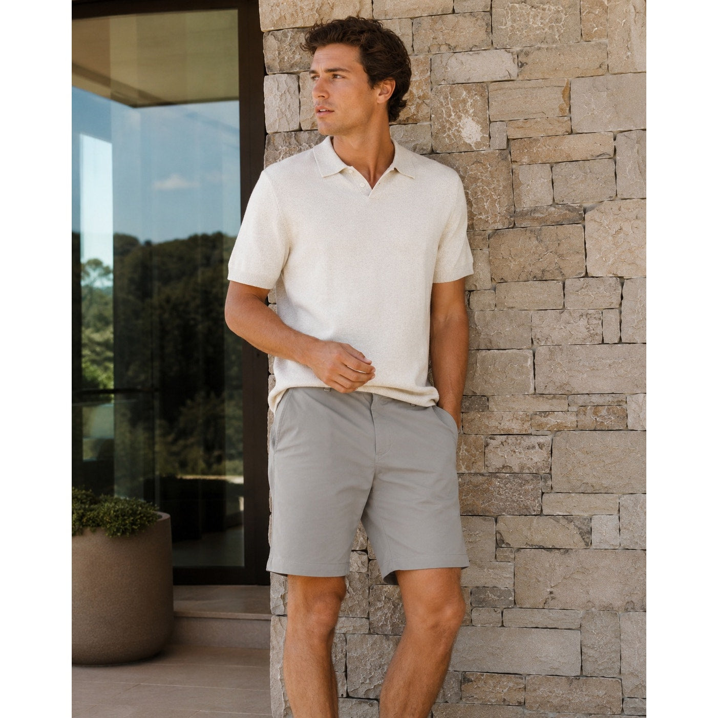 Quince Organic Cotton Coolmax 9" Chino Shorts in Gravel — Size 36