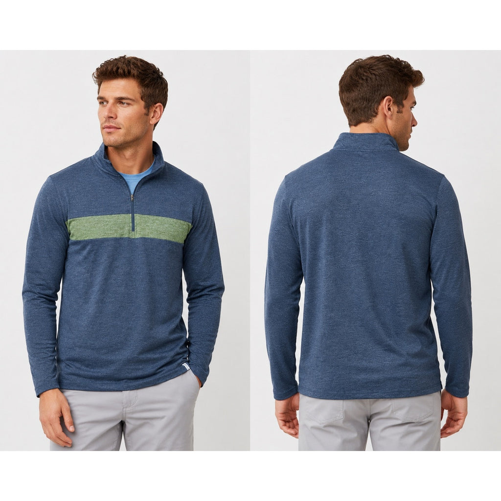Marine Layer Weekend Sport Performance Pullover in Navy, Green — Size Large // Preowned