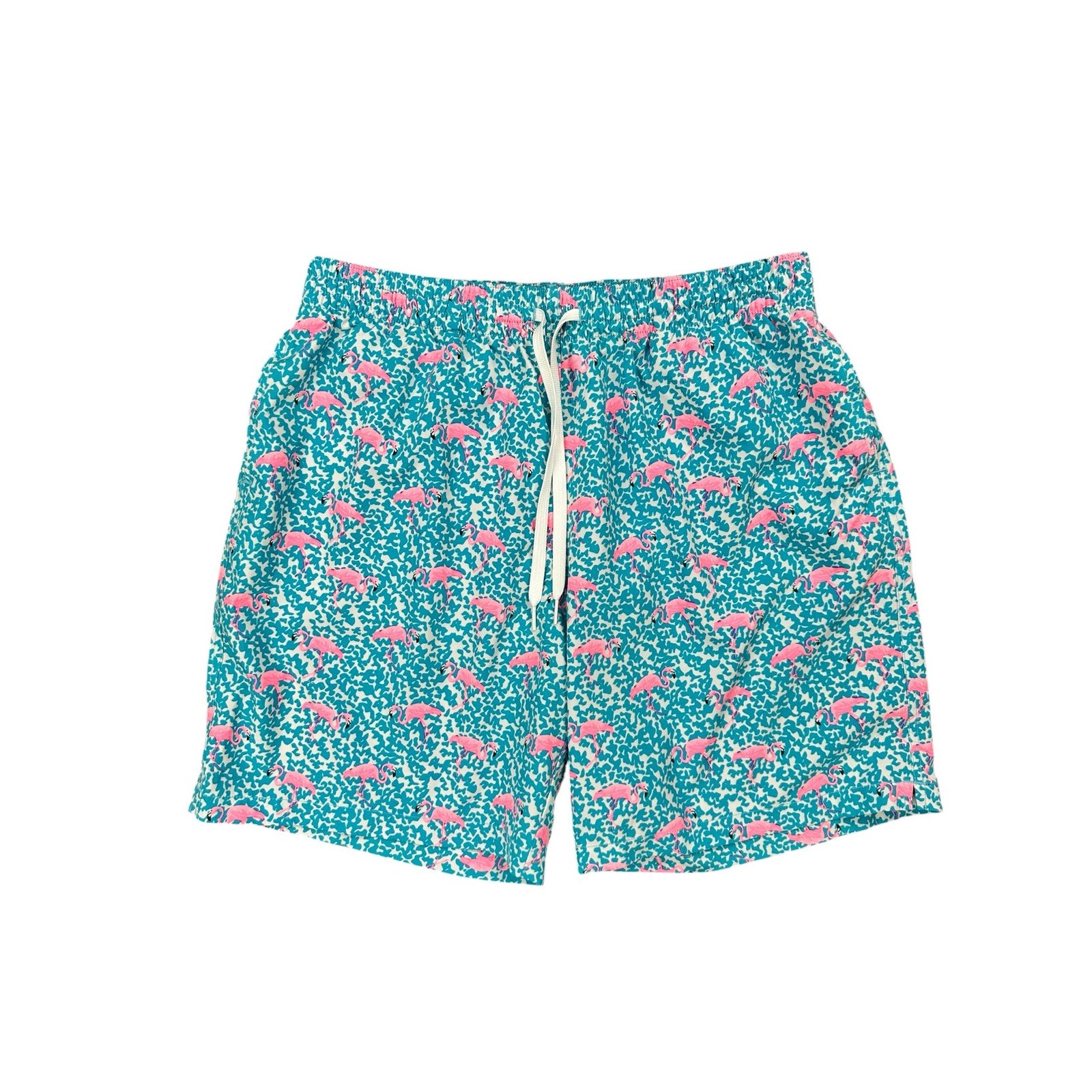 Chubbies Domingos For Flamingos 7" Swim Trunks in Turquoise, Pink and White — Size XL // Preowned