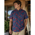 Vissla Deep Seas Short Sleeve Button Down in Dark Blue Gray Red — Size XL // Preowned