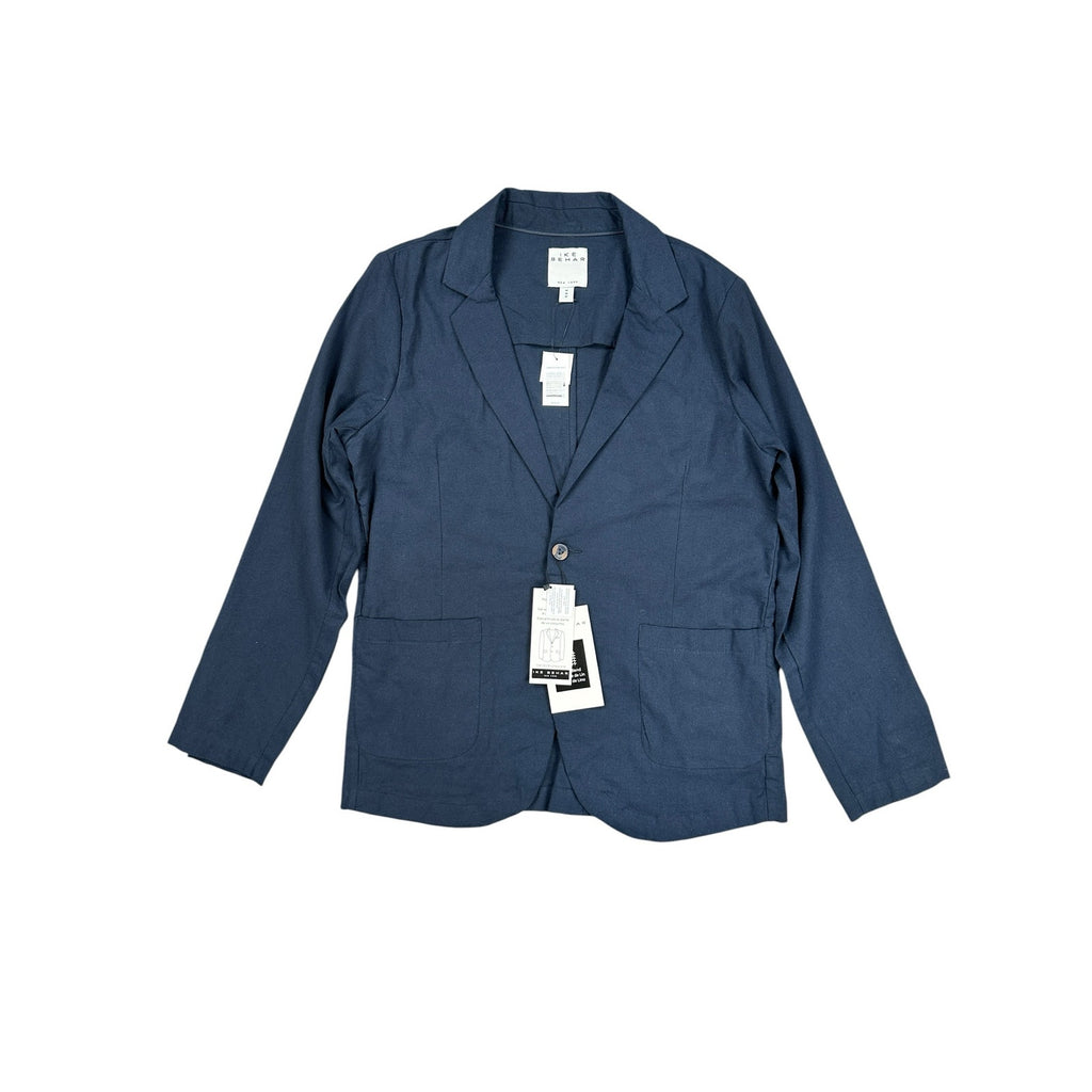 Ike Behar Unstructured Suit in Dark Navy Cotton Linen Spandex — Size Medium