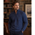 Robert Graham Navy Classic Fit Shepton Waffle Knit Quarter Zip Pullover - XL
