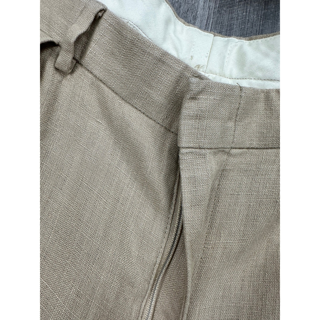 Polo Ralph Lauren Vintage The Tyler Dominican Republic Linen Pleated Cuffed Pants in Khaki — Size 36x32 // Preowned