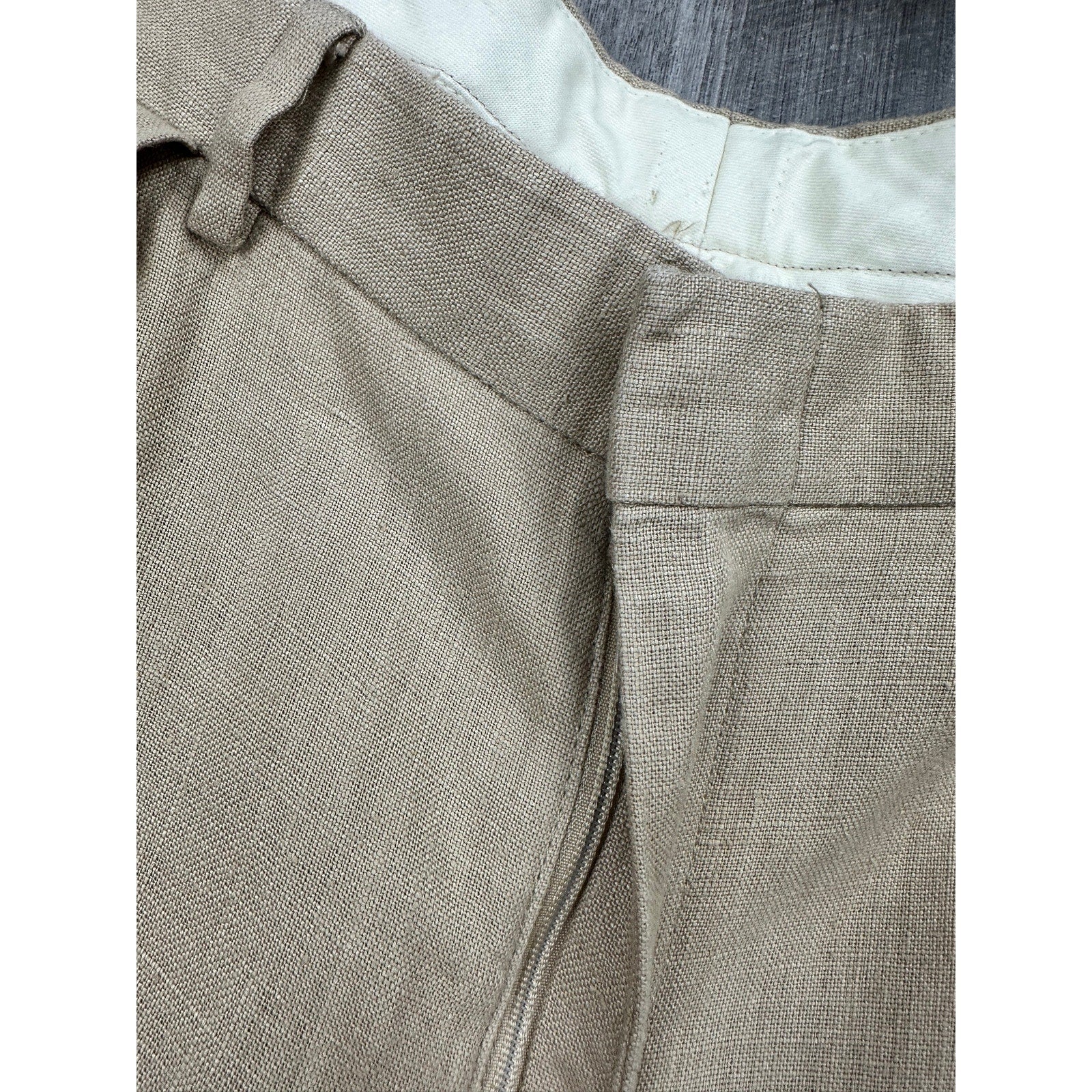 Polo Ralph Lauren Vintage The Tyler Dominican Republic Linen Pleated Cuffed Pants in Khaki — Size 36x32 // Preowned