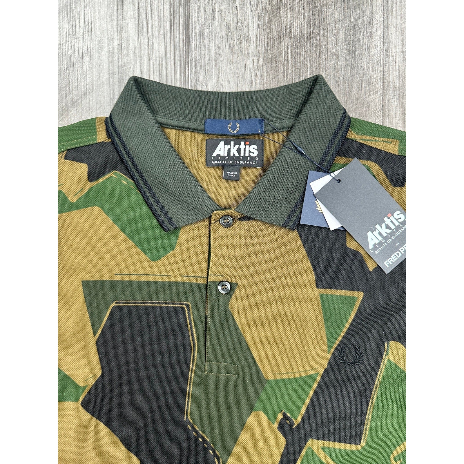 Fred Perry x Arktis Limited Edition Arktis Pique Polo Shirt in Woodland Camo — Size Large