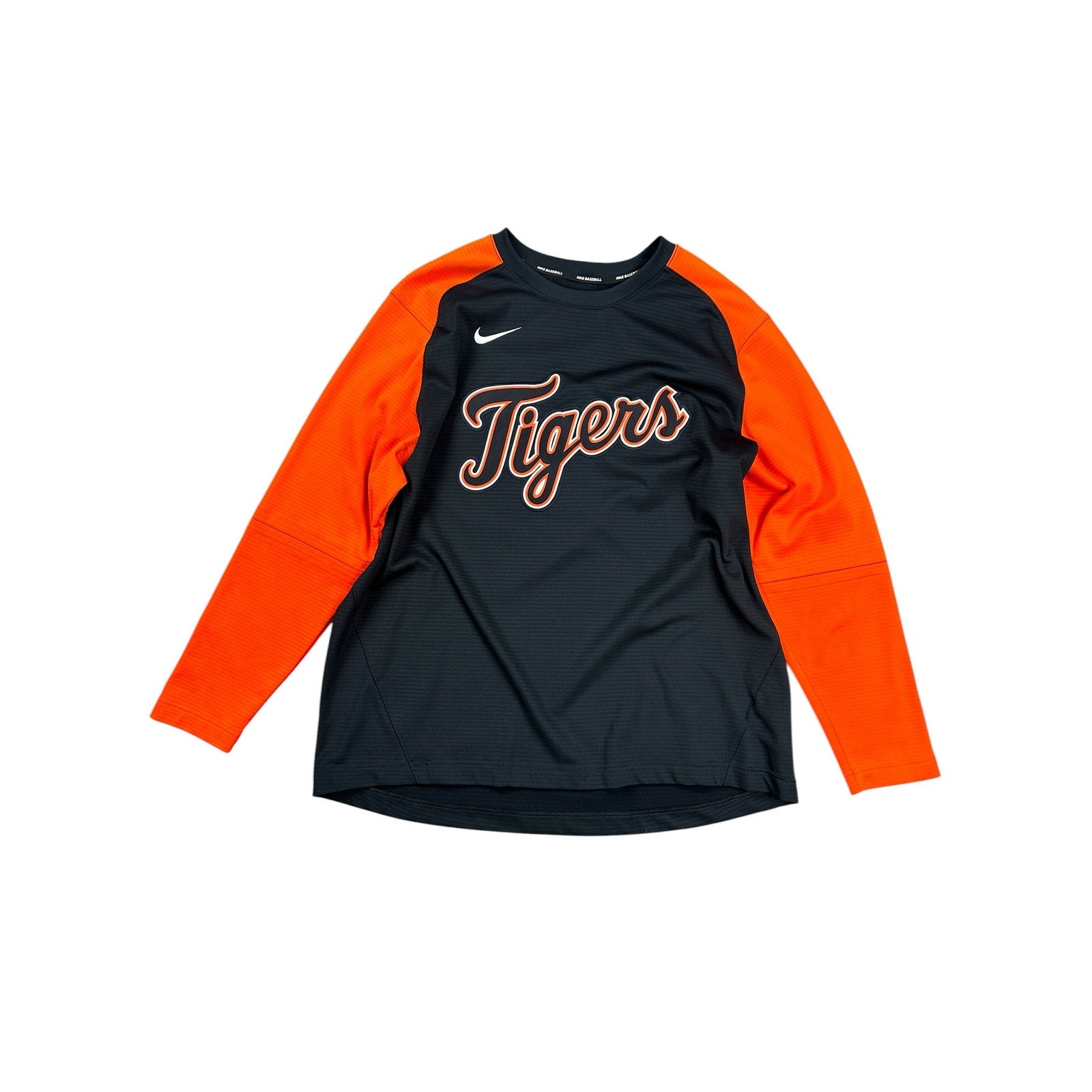 Nike Detroit Tigers Dri-FIT Therma Lined Long Sleeve Pullover in Orange Black — Size XL // Preowned