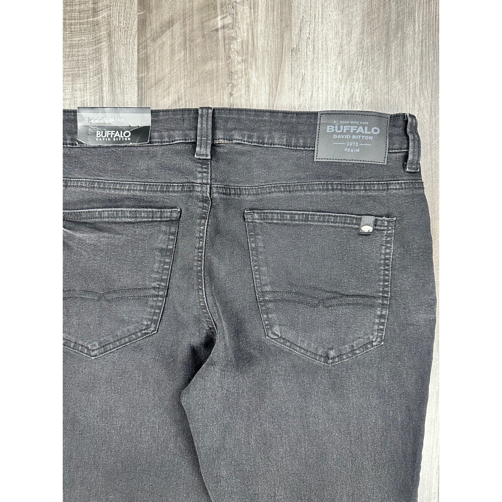 Buffalo David Bitton Ash Slim Stretch Jean in Black Sanded — Size 34x30