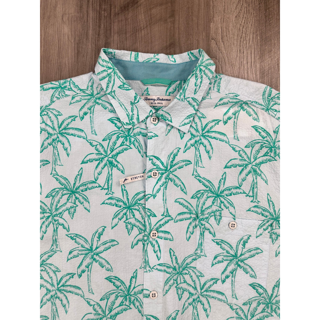 Tommy Bahama Nova Wave Royal Palmetto Short Sleeve Shirt in Dew Drop Green — Size Large