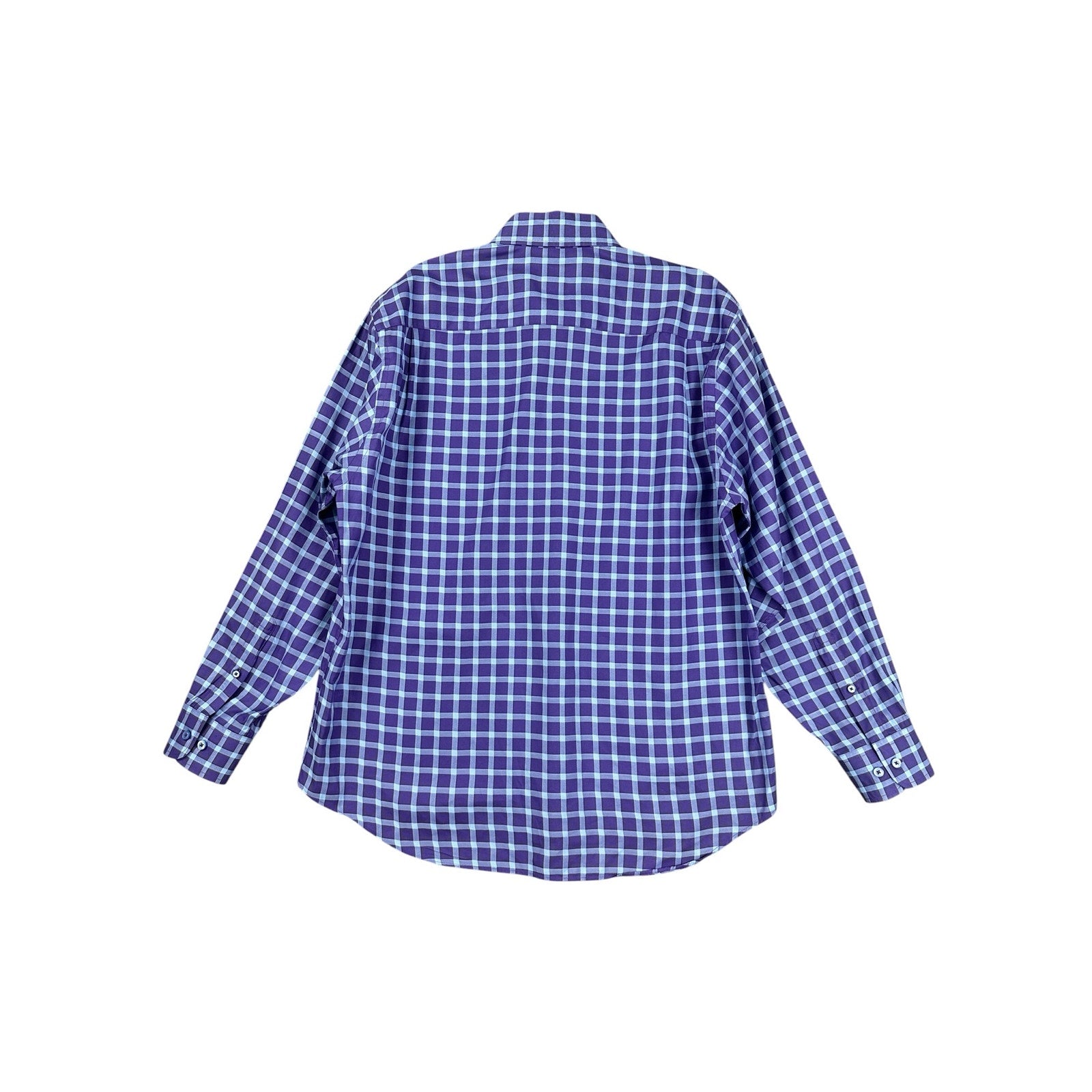 Robert Talbott Checkered Windowpane Long Sleeve Button Down in Purple Light Blue — Size Large // Preowned