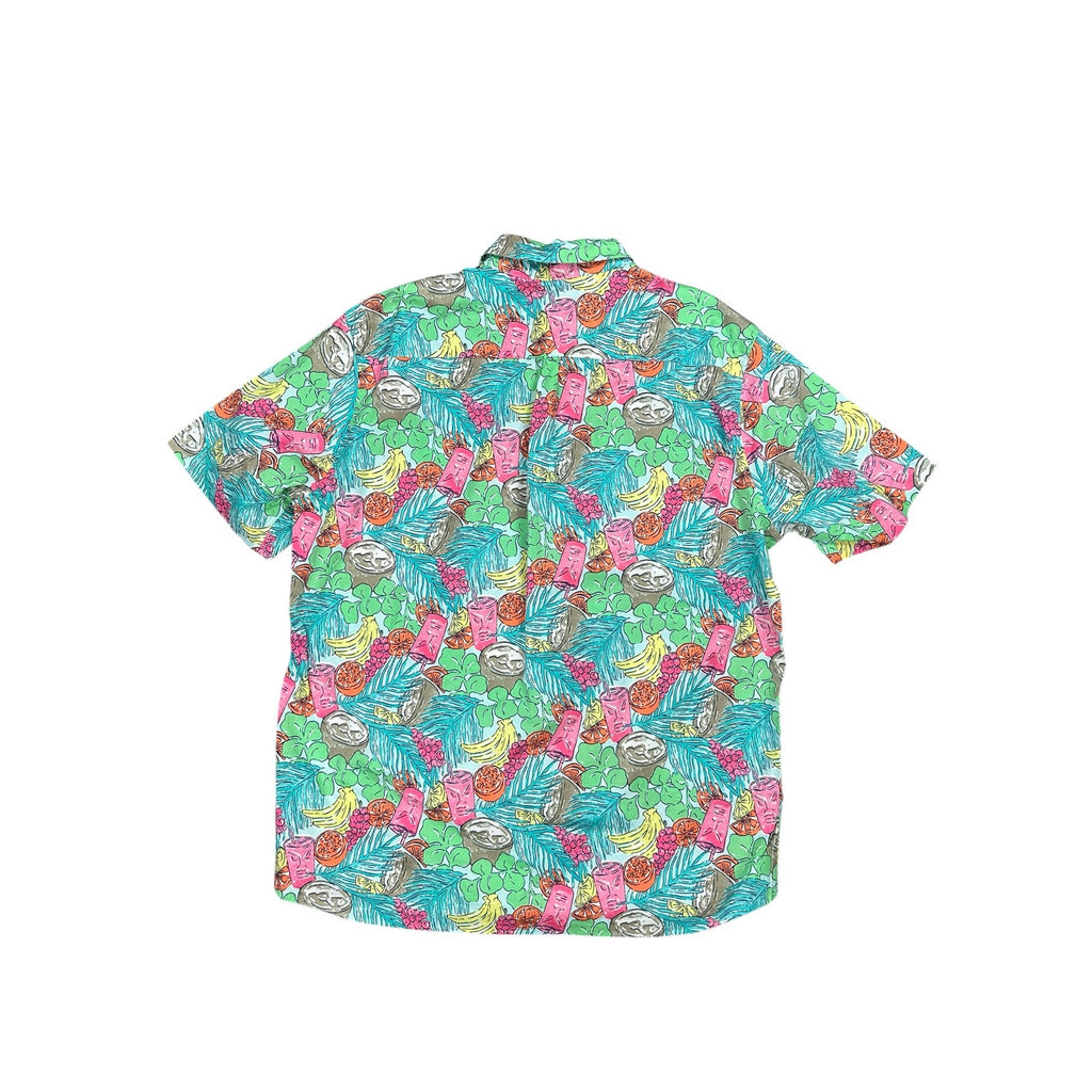 Vineyard Vines Tropical Classic Fit Short Sleeve Murray Shirt in Green, Pink, Blue, Yellow, Orange, Brown, White — Size XL // Preowned
