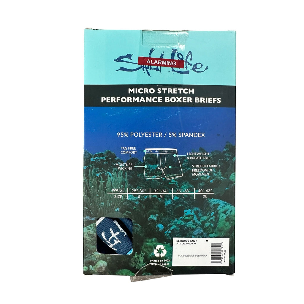 Salt Life Micro Stretch Performance Boxer Briefs 4-Pack in Envy — Size Medium
