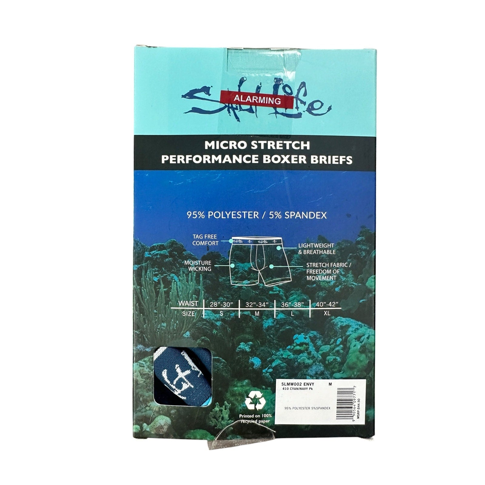 Salt Life Micro Stretch Performance Boxer Briefs 4-Pack in Envy — Size Medium