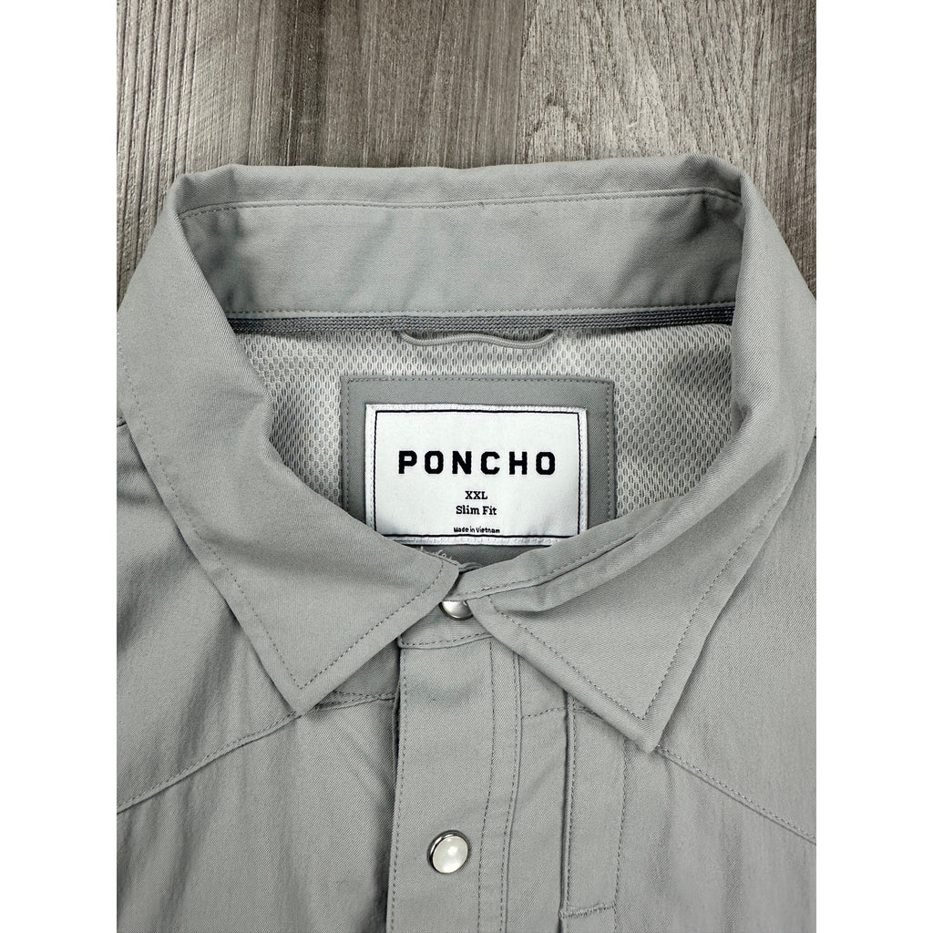 Poncho Outdoors The Laredo Slim Fit Western Performance Short Sleeve Pearl Snap in Gray — Size 2XL // Preowned