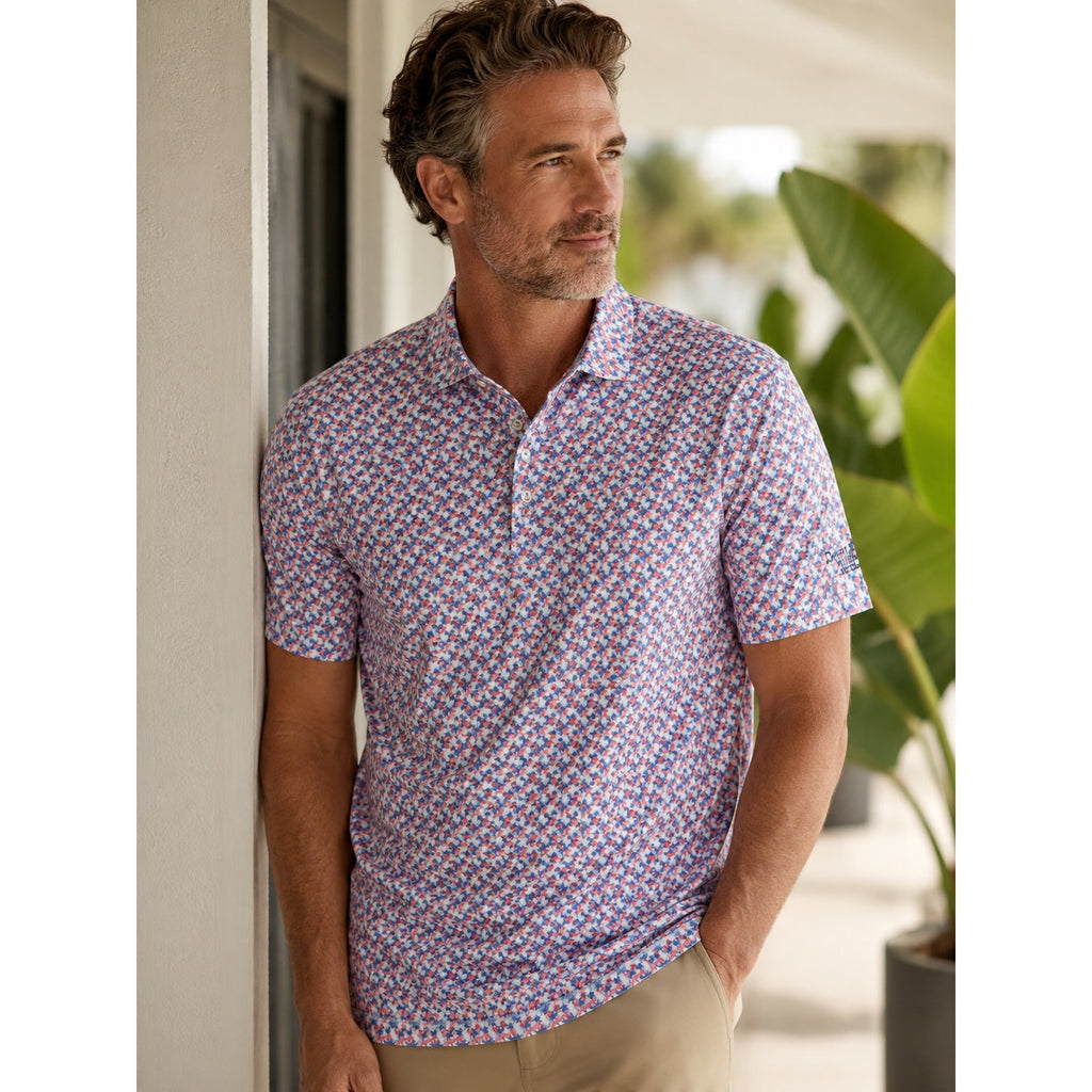 Johnnie-O Royal Palm Performance Golf Polo in Malibu Red with Desert Willow Golf Resort Monogram — Size 2XL // Preowned