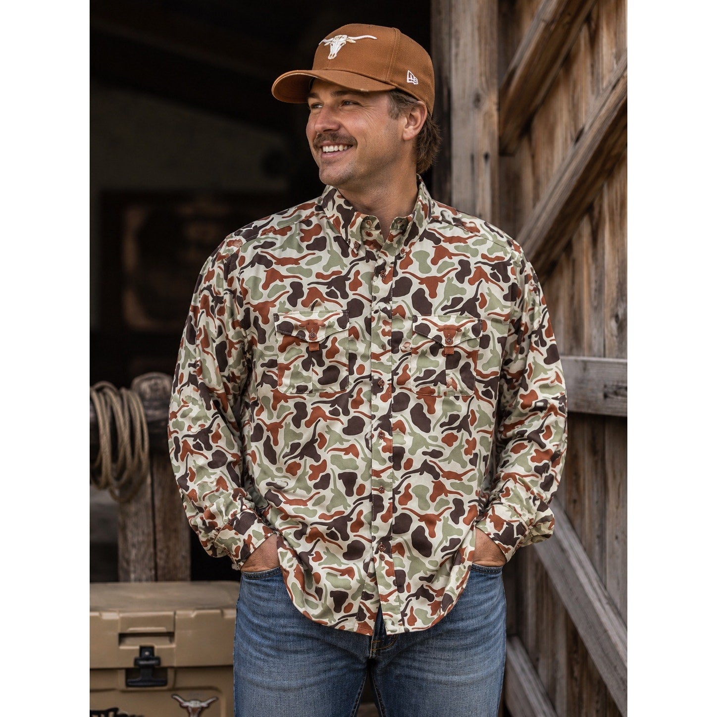 Texas Longhorns Amigo Provisions Camo Vented Long Sleeve Button Down - 2XL