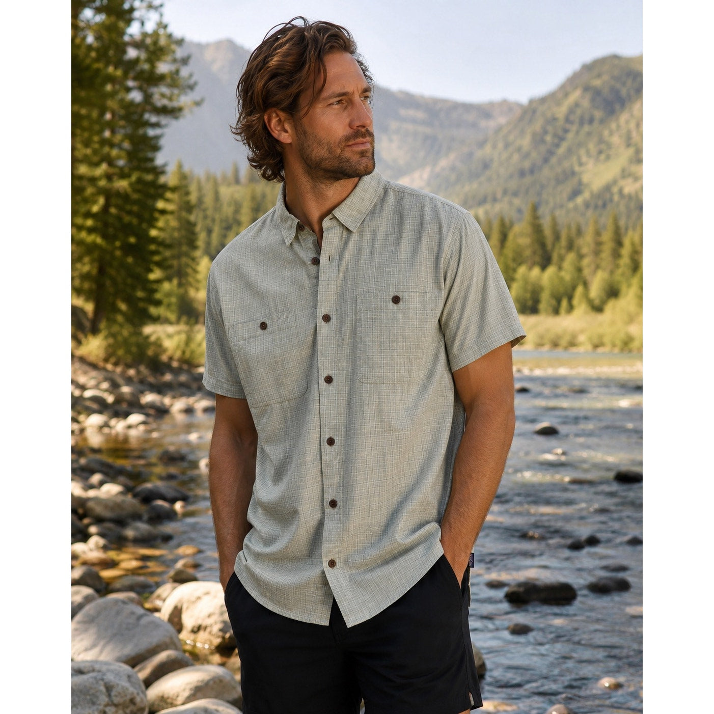 Patagonia Back Step Founder Short Sleeve Shirt in Matcha Green — Size Large // Preowned