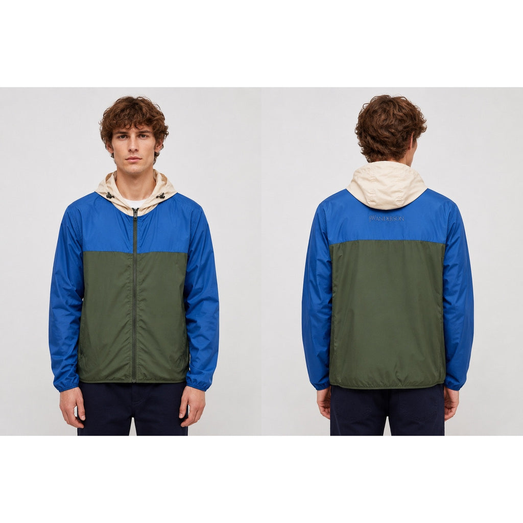 JW Anderson x UNIQLO Colorblack Packable Windbreaker Parka in Olive, Blue, Tan — Size Small // Preowned