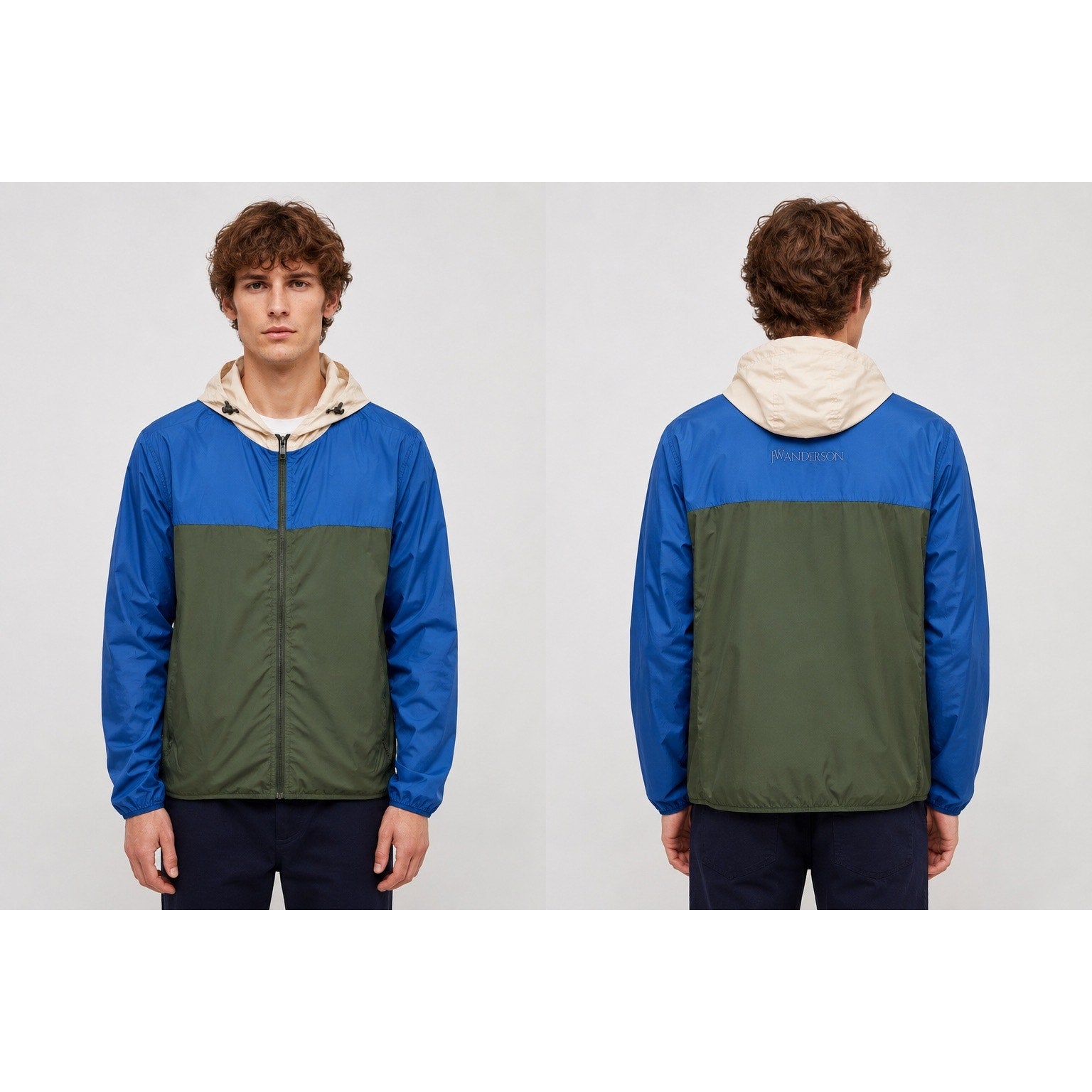 JW Anderson x UNIQLO Colorblack Packable Windbreaker Parka in Olive, Blue, Tan — Size Small // Preowned