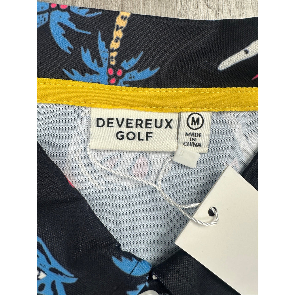 Devereux Golf Freestyle Skull Tiger Roses Performance Polo — Size Medium