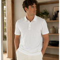 Theory Bron Cosmos Ivory Slub Cotton Polo - Small