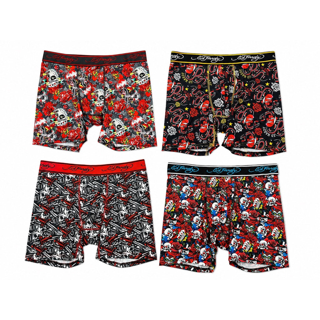Ed Hardy Performance Boxer Briefs 4-Pack — Size Medium