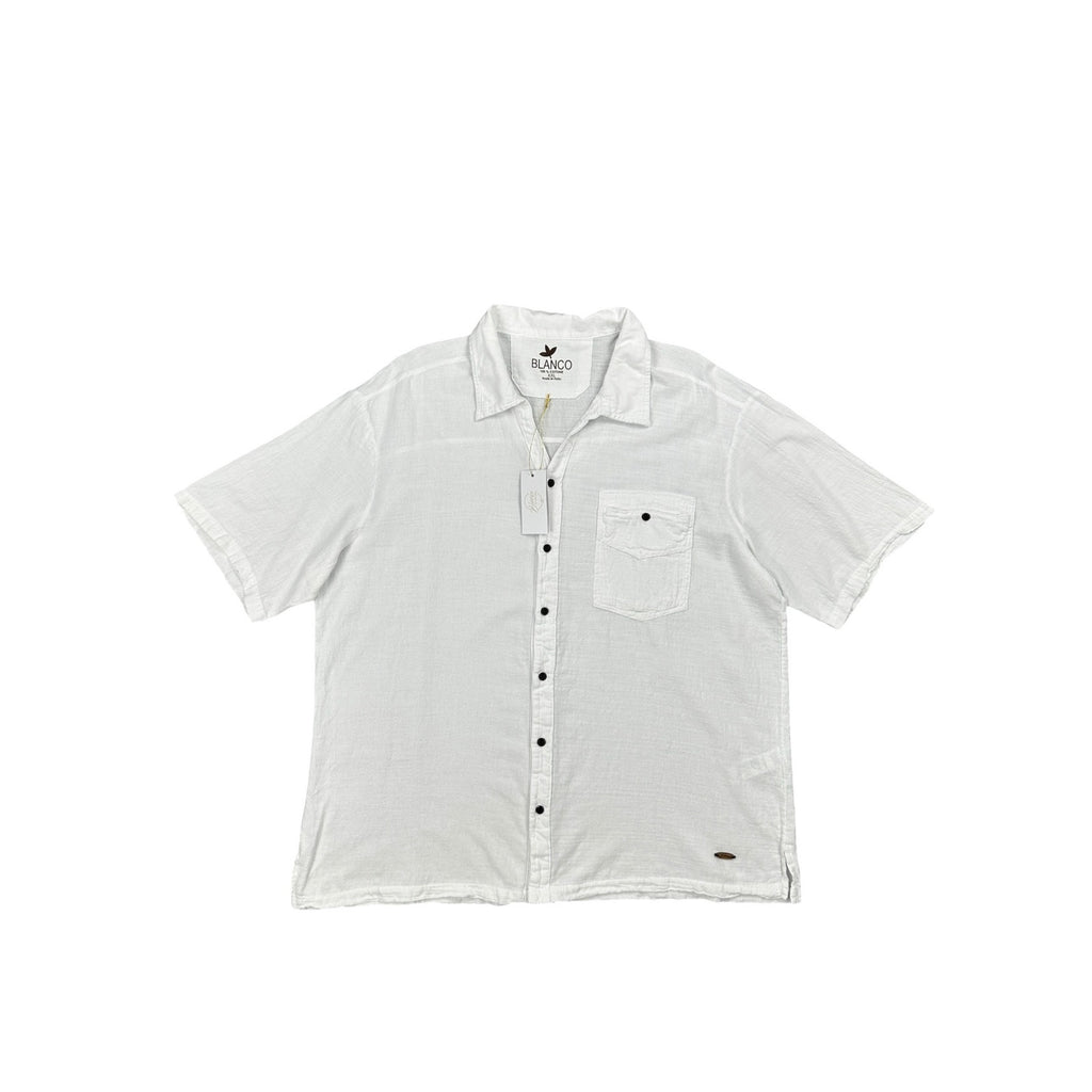 Blanco by Nature Lino Short Sleeve Button Down Shirt — Size 2XL