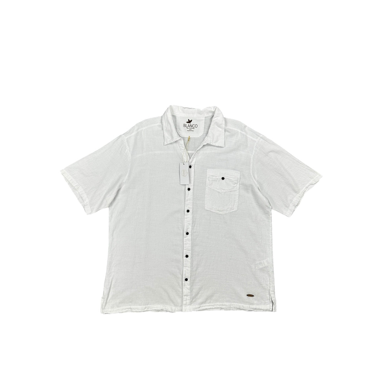 Blanco by Nature Lino Short Sleeve Button Down Shirt — Size 2XL