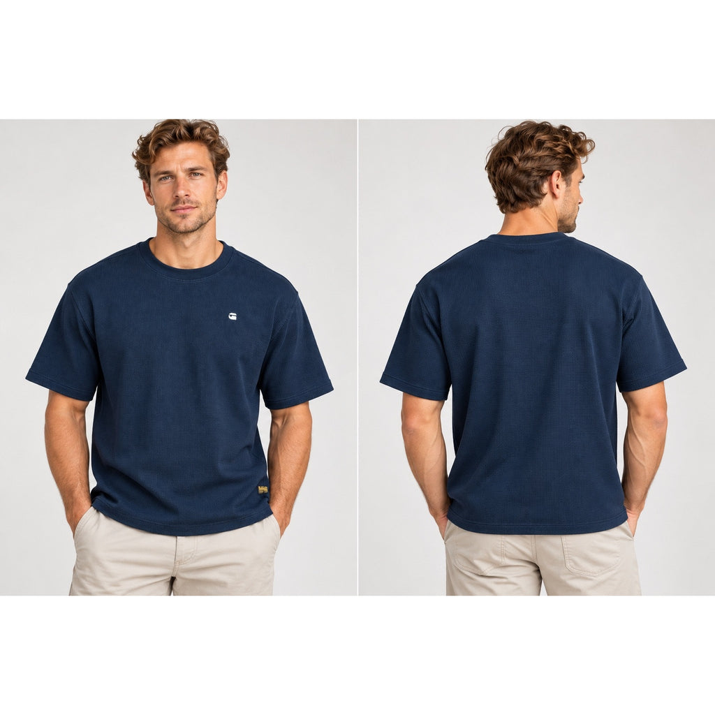 G-Star Structured Boxy Waffle Jersey Knit Tee — Size Large