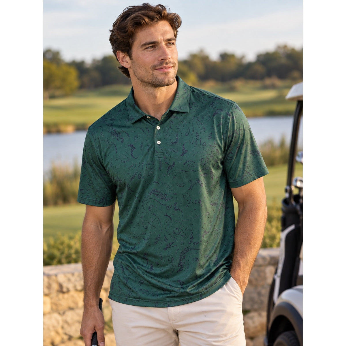 Peter Millar Balsam Gator Baitik Summer Comfort Performance Jersey Polo — Size 2XL // Preowned
