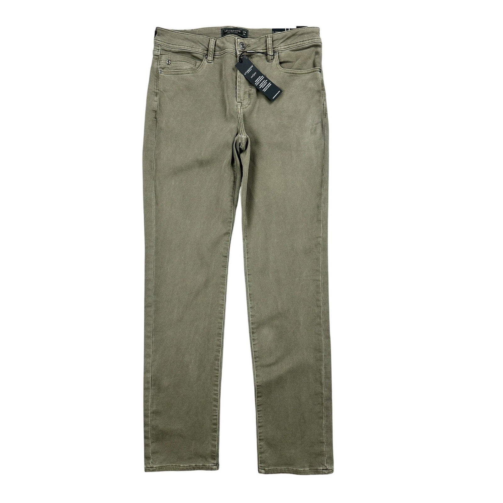 Liverpool Los Angeles Regent Relaxed Straight Stretch Jean in Pewter Green — Size 32x34