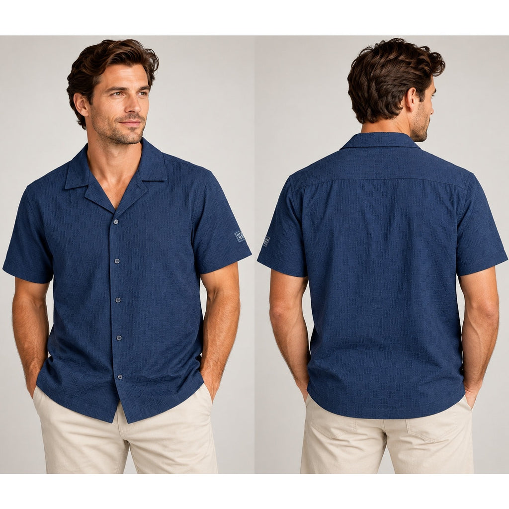 Scotch & Soda Sky Captain Solid Short Sleeve Button Down Camp Shirt — Size Small