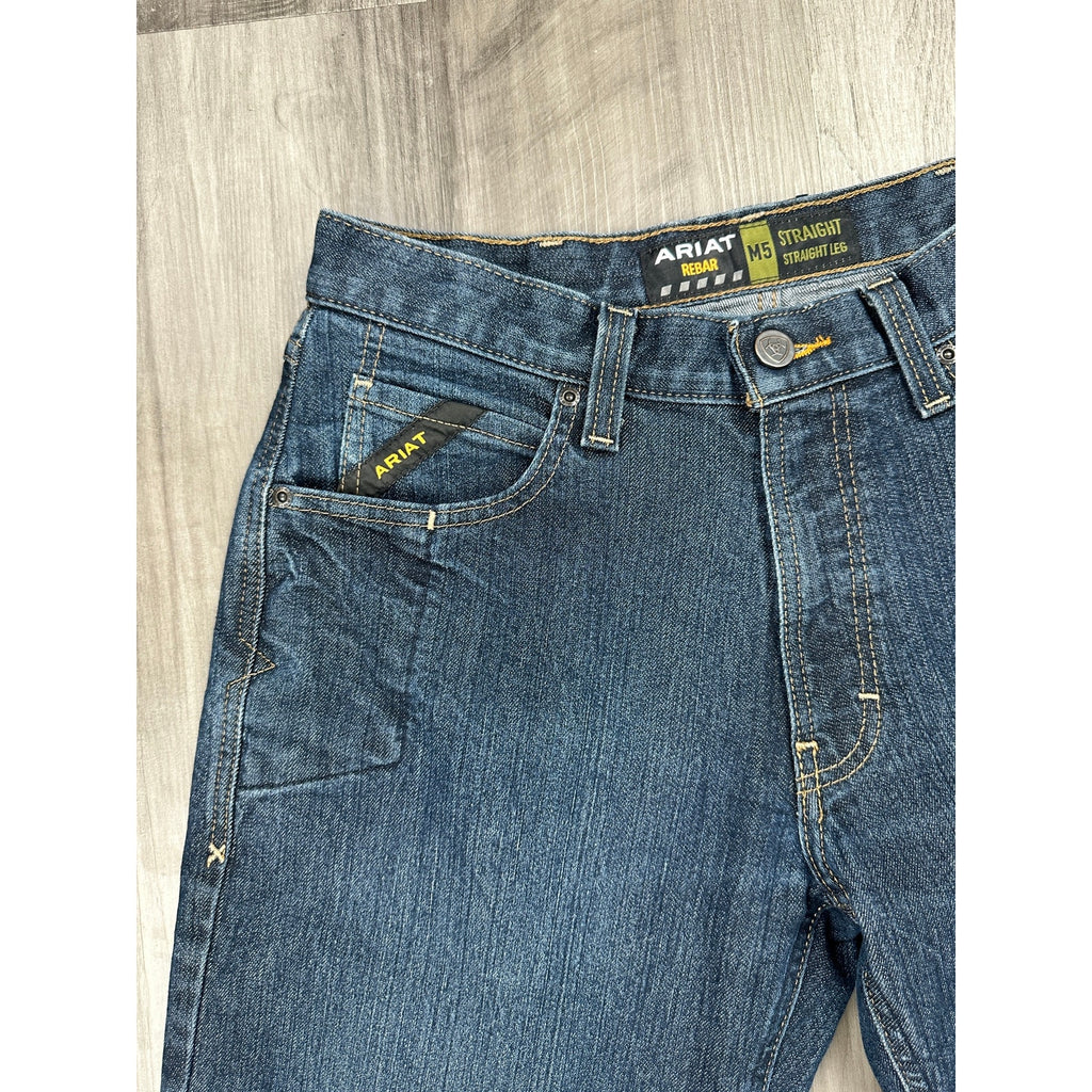 Ariat Rebar M5 Durastretch Stacked Straight Jeans in Blackstone Blue — Size 32x34 // Preowned