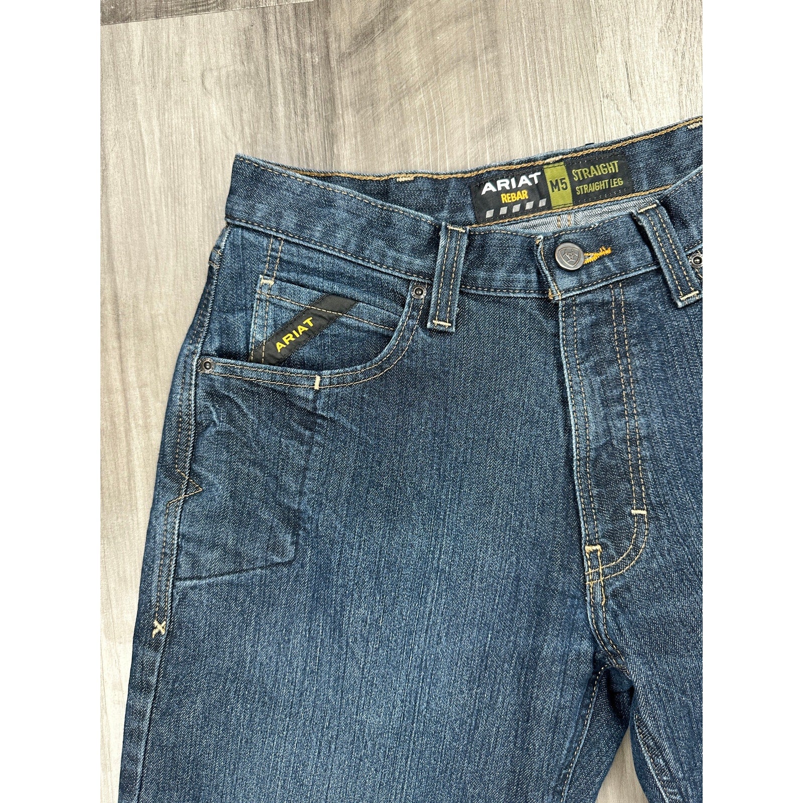 Ariat Rebar M5 Durastretch Stacked Straight Jeans in Blackstone Blue — Size 32x34 // Preowned