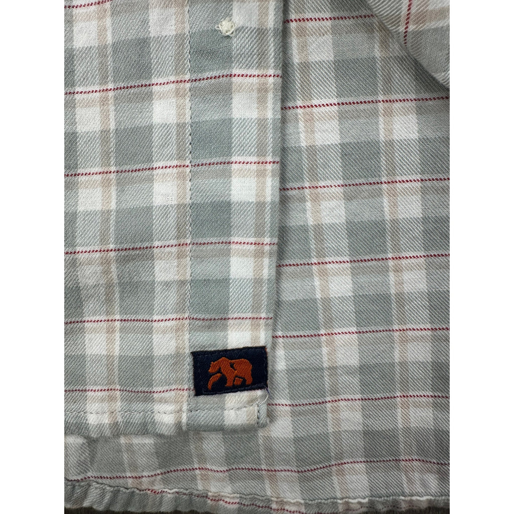 The Normal Brand Plaid Long Sleeve Button Down in Gray Tan Red and White — Size XL // Preowned
