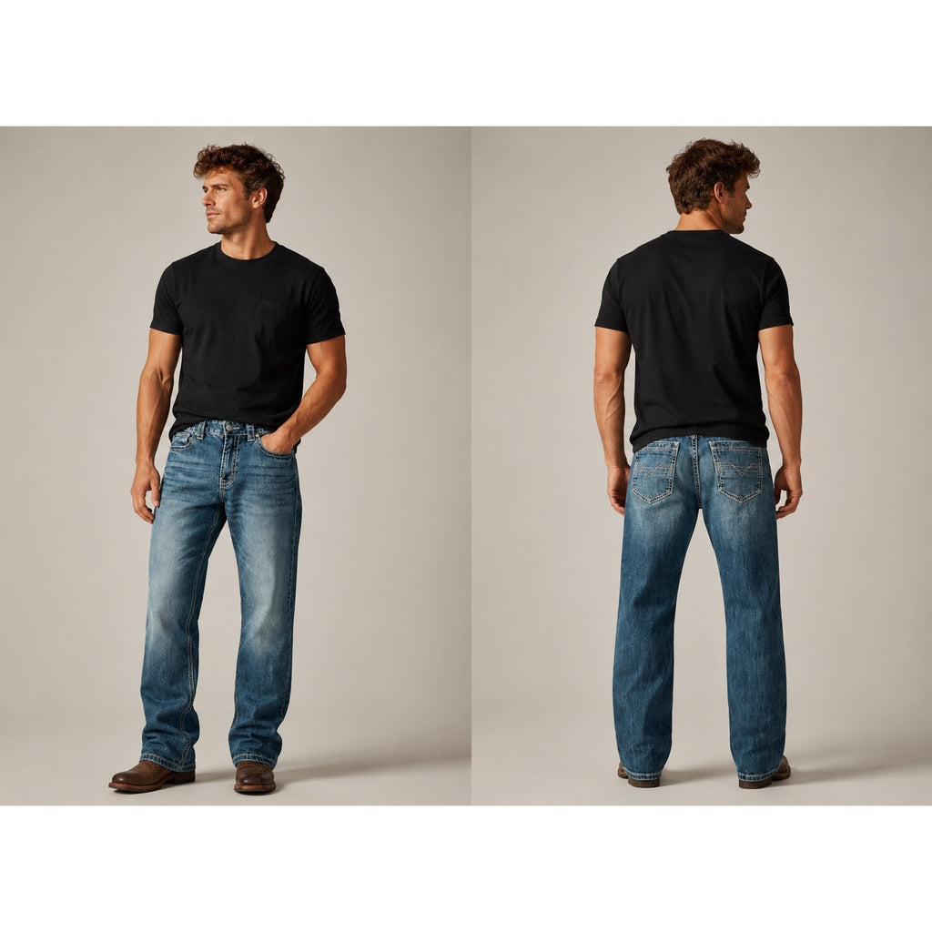 Rock & Roll Denim Double Barrel Relaxed Straight Leg Jean in Blue — Size 29x32 // Preowned