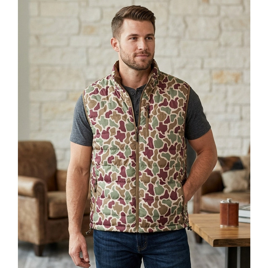 Texas A&M Aggies Amigo Provisions Camo Quilted Puffer Reversible Vest - 2XL