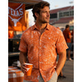Tommy Bahama Texas Longhorns Hawaiian Cotton Short Sleeve Camp Shirt in Orange, White — Size 2XL // Preowned