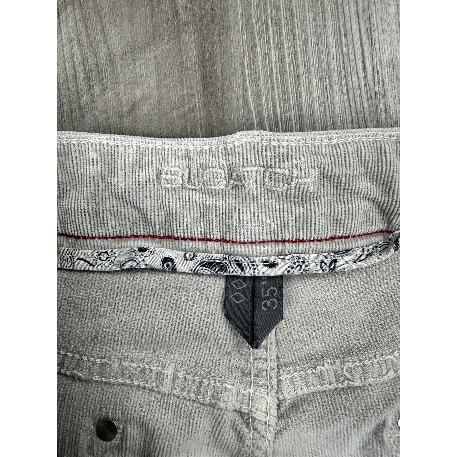 Bugatchi Fitil Velvet Corduroy Straight Pants in Stone — Size 35 // Preowned