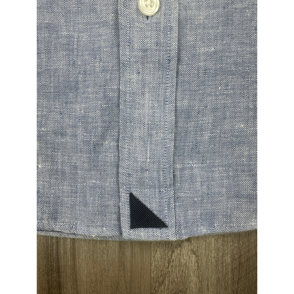 UNTUCKit Valente Linen Short Sleeve Button Down in Blue — Size Medium // Preowned