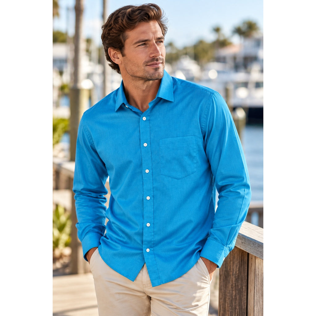 Zodiac Birds Eye Updated Fit Mercerized Two-Ply Cotton Long Sleeve Shirt — Size 40/15.75 (Medium) // Preowned