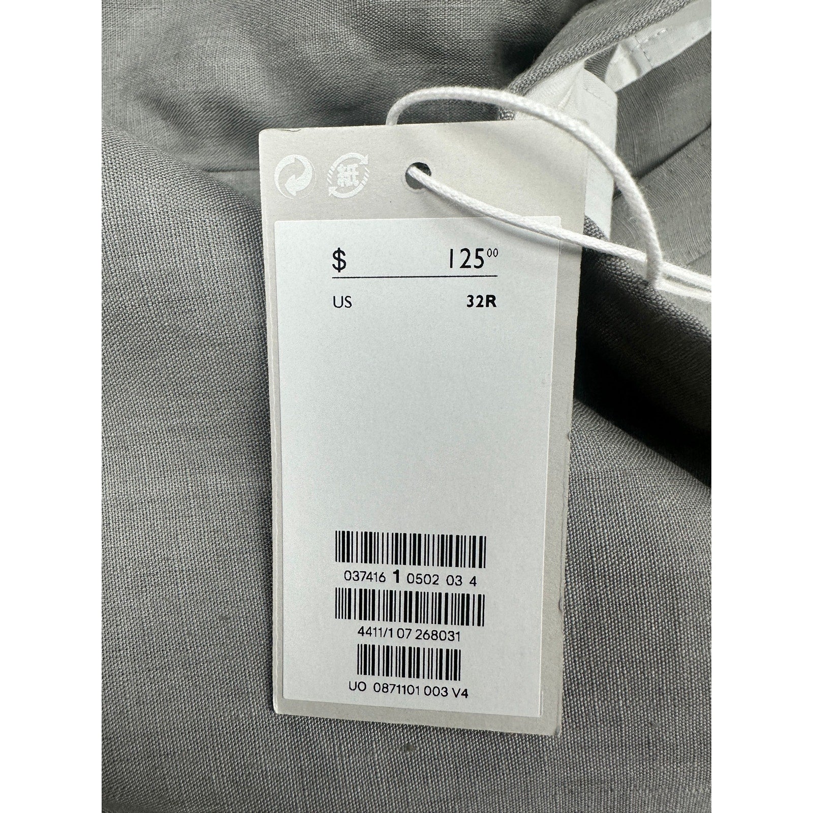 COS Linen Tailored Fit Trousers in Light Grey Melange — Size 32R