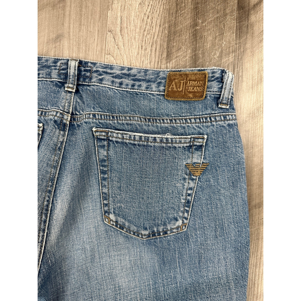 Armani Jeans Vintage 90s Y2K Eagle Logo Indigo 003 Series Bootcut Jeans in Blue — Size 32 // Preowned
