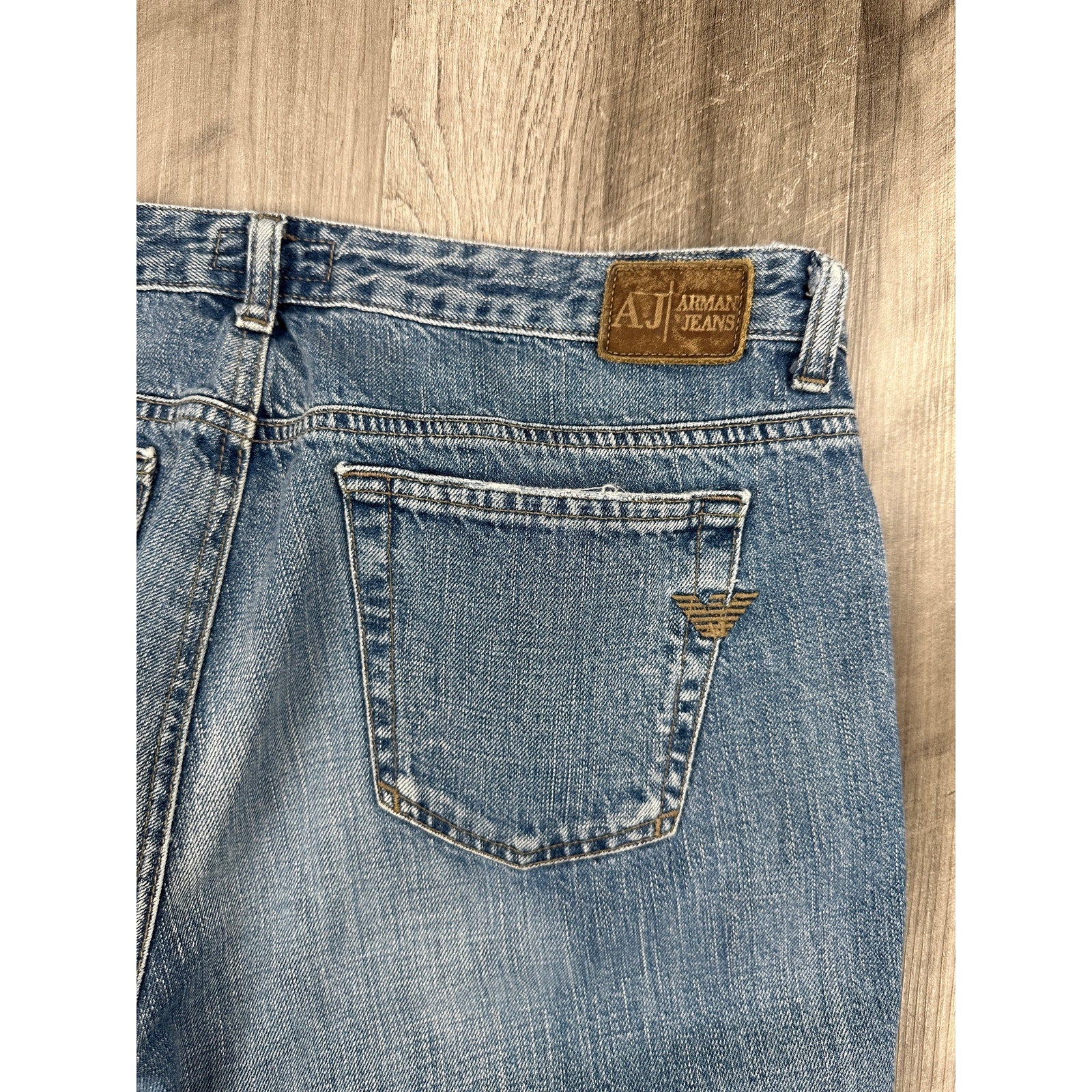 Armani Jeans Vintage 90s Y2K Eagle Logo Indigo 003 Series Bootcut Jeans in Blue — Size 32 // Preowned
