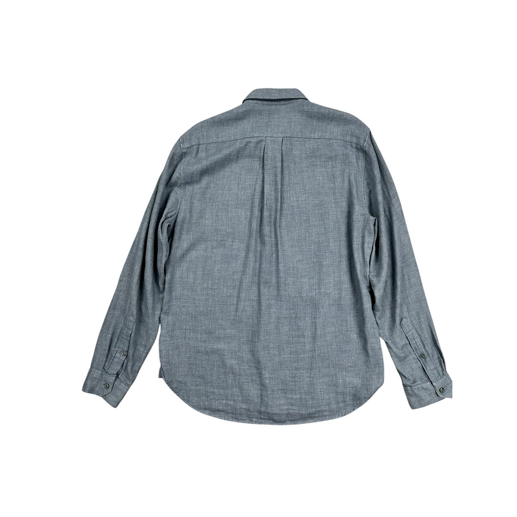 Vince Double Face Cotton Classic Fit Button-Down in Heather Blue — Medium