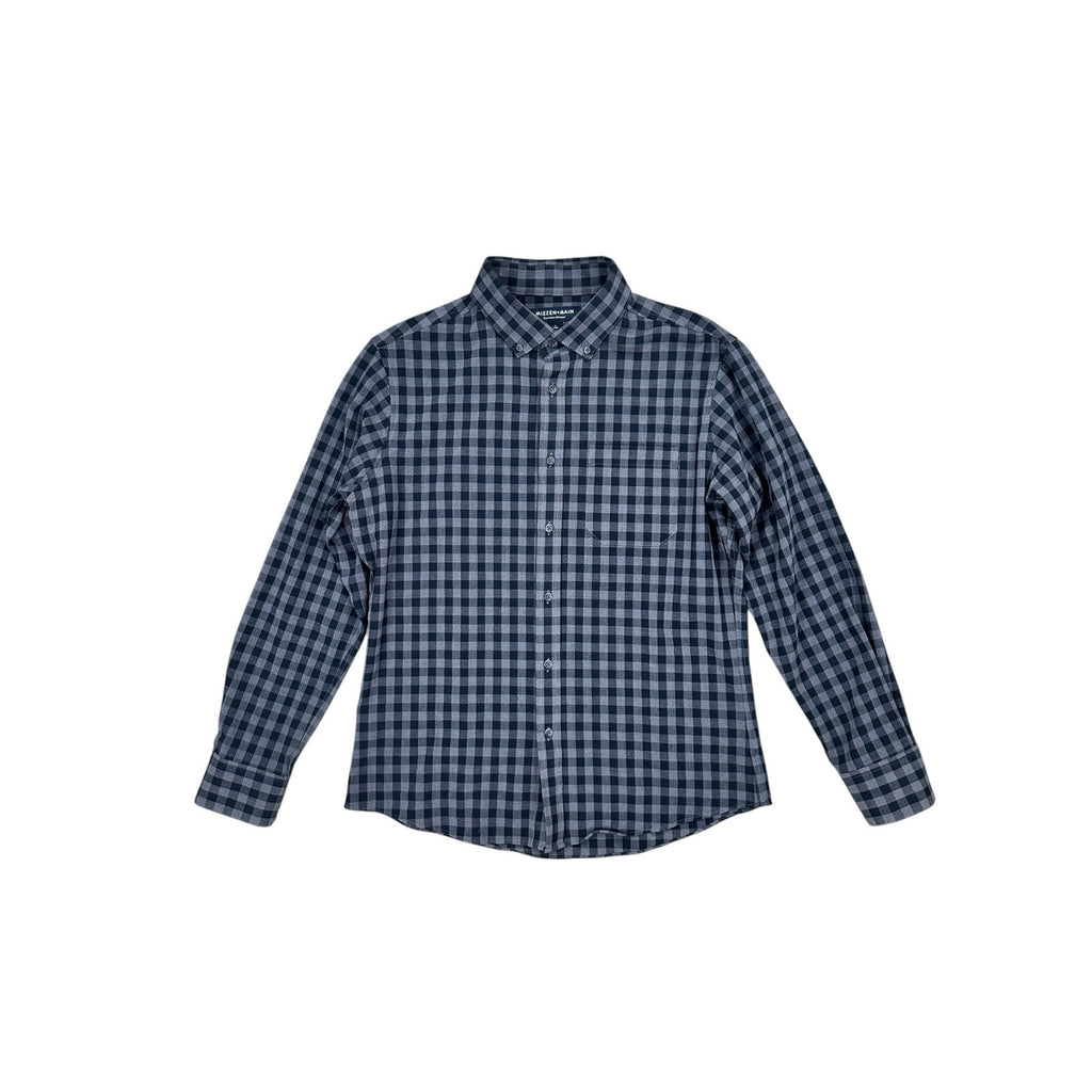 Mizzen+Main City Flannel Trim Performance Gingham Check Long Sleeve Button Down Shirt — Size Large // Preowned