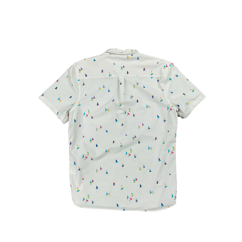 Chubbies Seersucker Sailboat Popover Polo in Ivory — Size Medium // Preowned