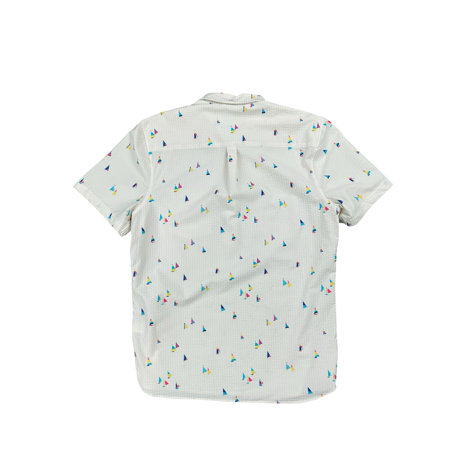 Chubbies Seersucker Sailboat Popover Polo in Ivory — Size Medium // Preowned